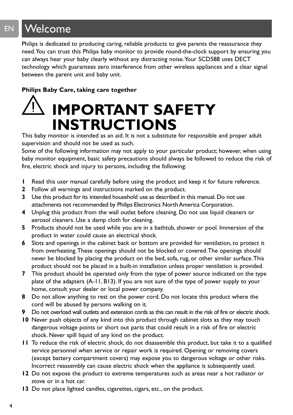 User manual, Important safety instructions, Welcome | Philips SCD588/54 User Manual | Page 3 / 60