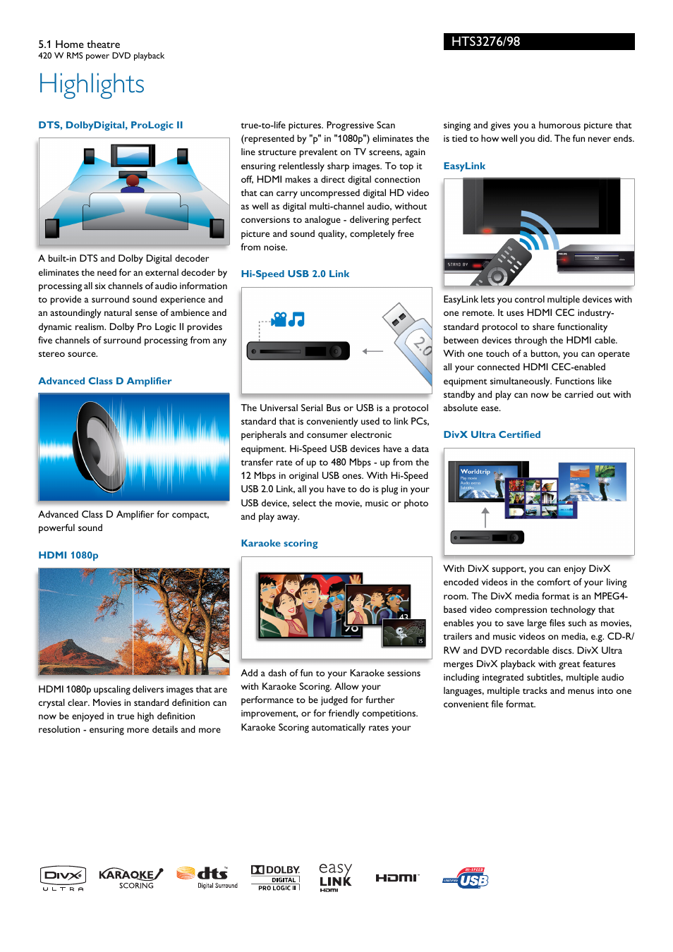 Highlights | Philips HTS3276/98 User Manual | Page 2 / 3