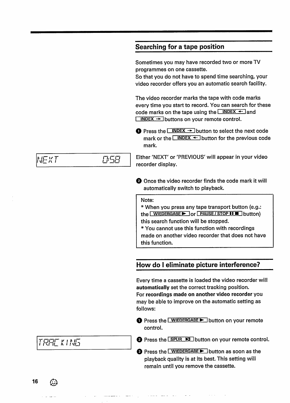 Searching for a tape position, How do i eliminate picture interference | Philips VR237 User Manual | Page 18 / 50