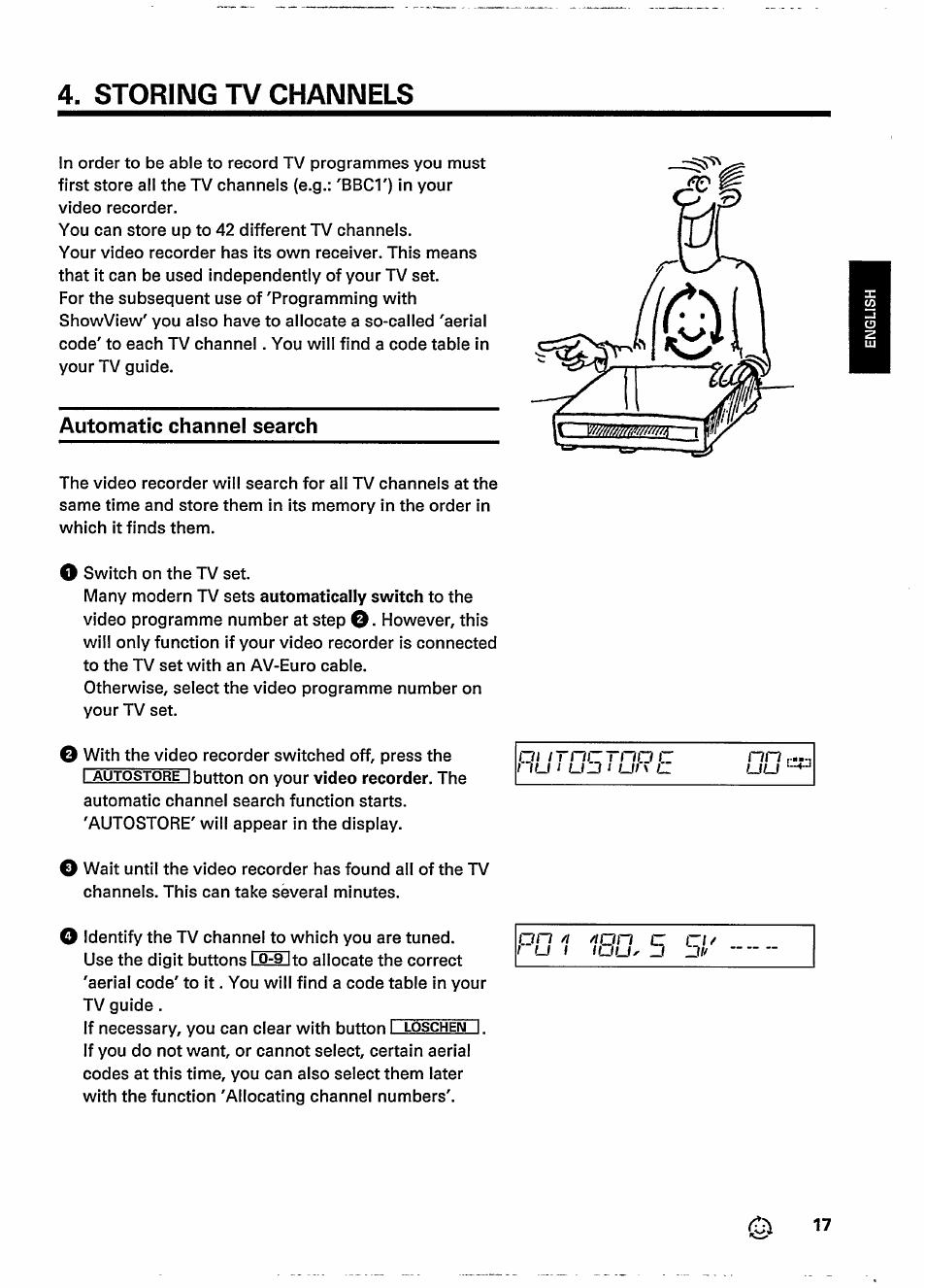 Storing tv channels, Automatic channel search | Philips VR237 User Manual | Page 19 / 50