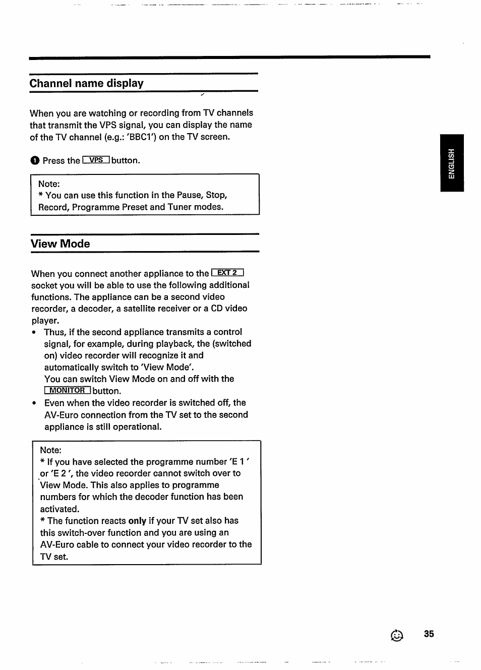 Channel name display, View mode | Philips VR237 User Manual | Page 37 / 50