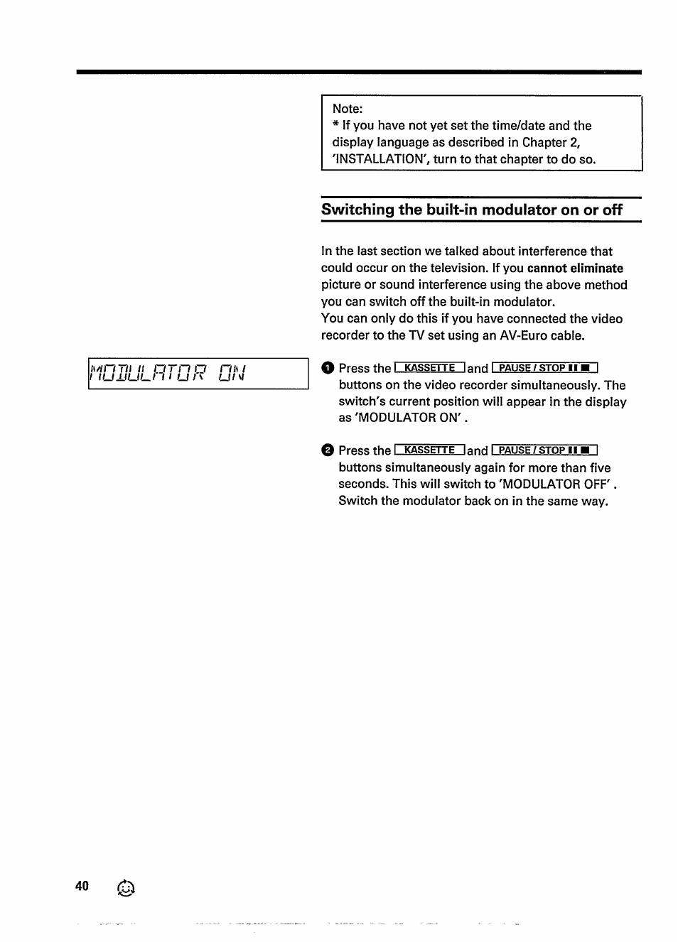 Switching the built-in modulator on or off | Philips VR237 User Manual | Page 42 / 50