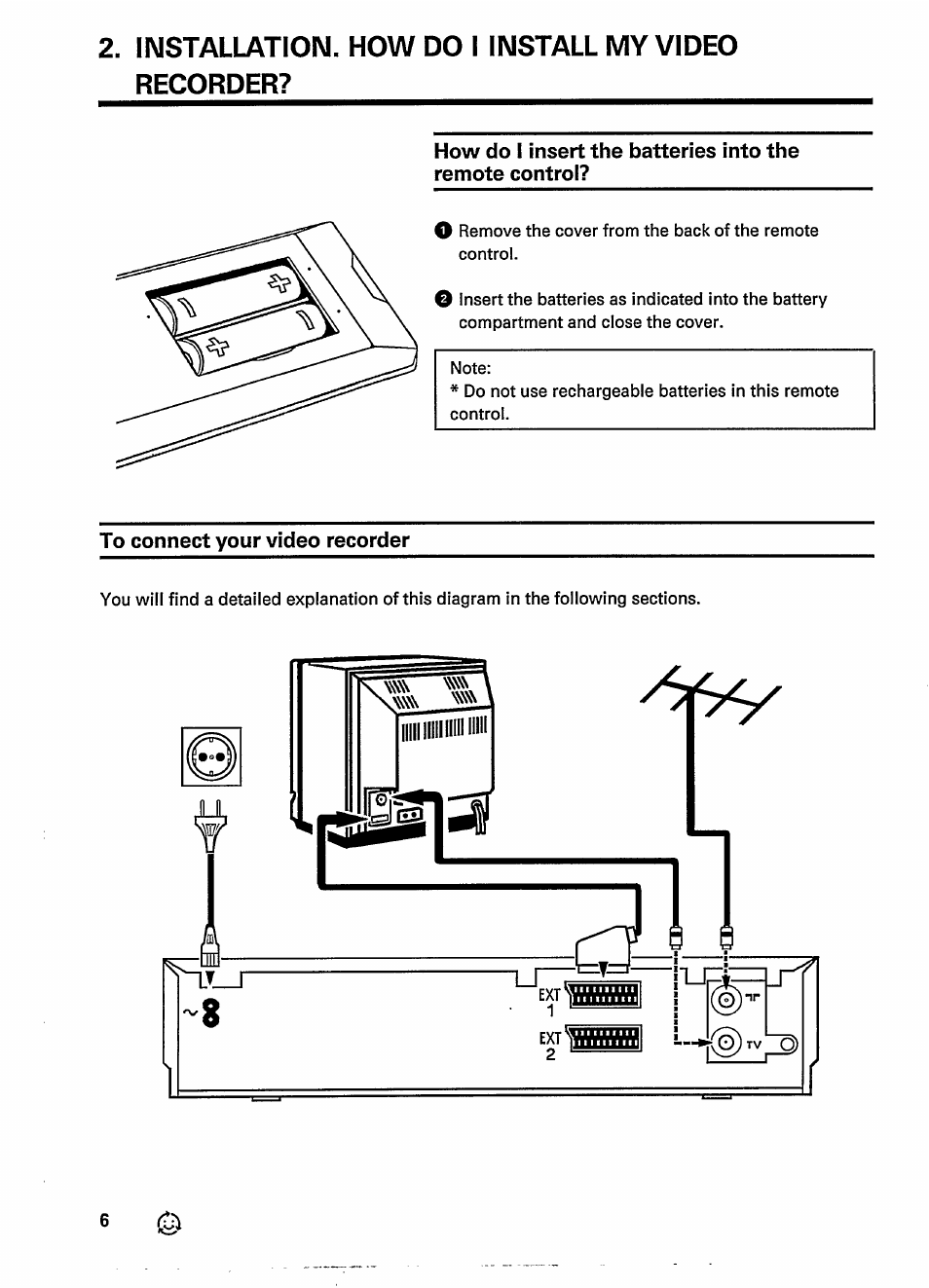 Installation. how do i install my video recorder, To connect your video recorder | Philips VR237 User Manual | Page 8 / 50