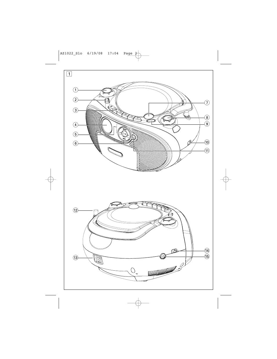 Philips AZ1022 User Manual | Page 2 / 15