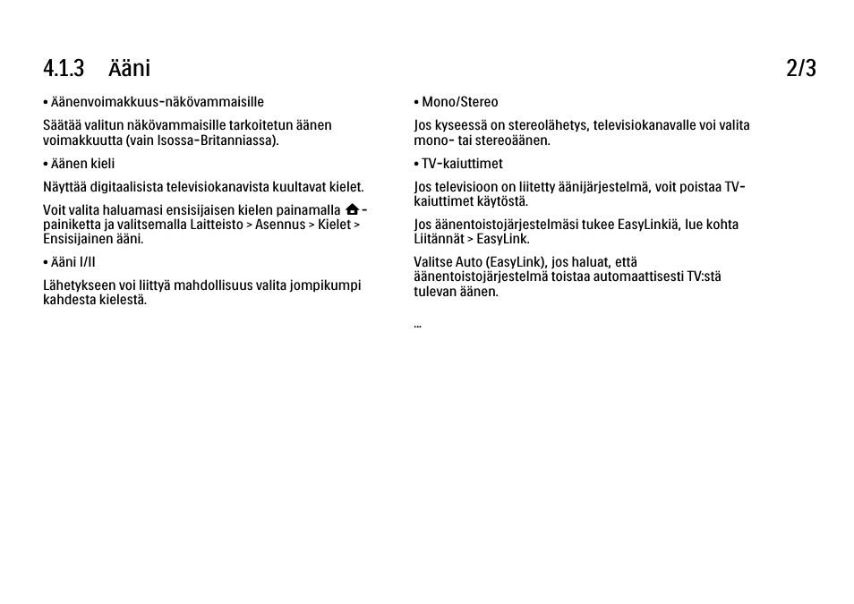 3 ääni 2/3 | Philips FI KYTTOPAS 52PFL9704H User Manual | Page 151 / 262