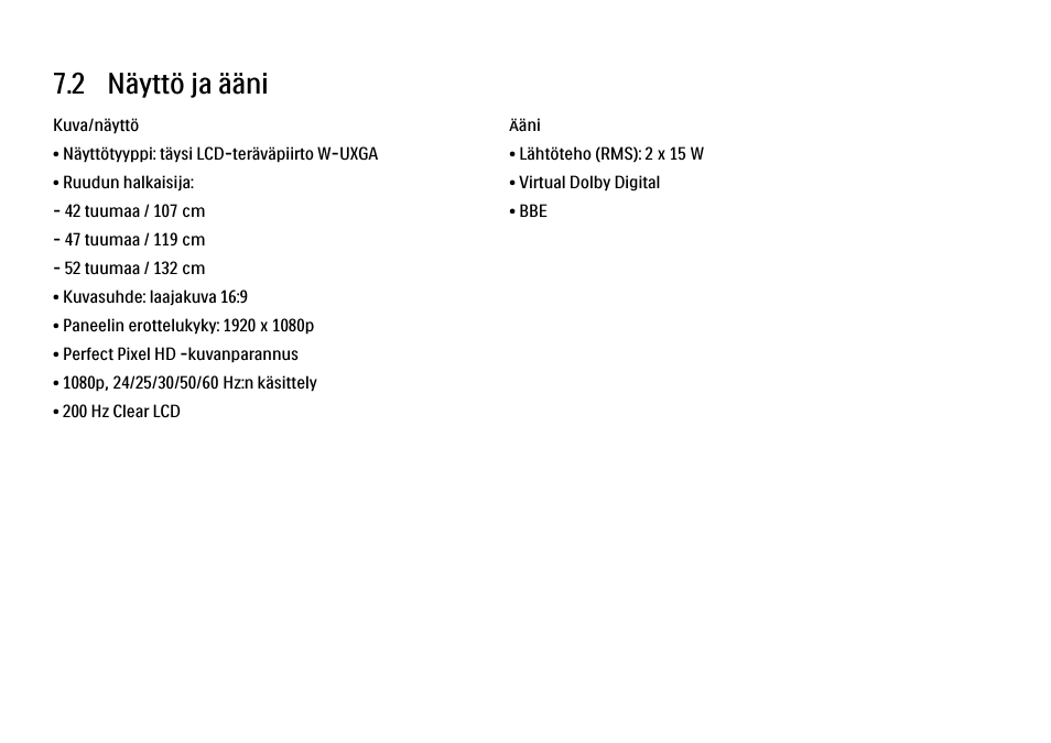 2 näyttö ja ääni | Philips FI KYTTOPAS 52PFL9704H User Manual | Page 251 / 262