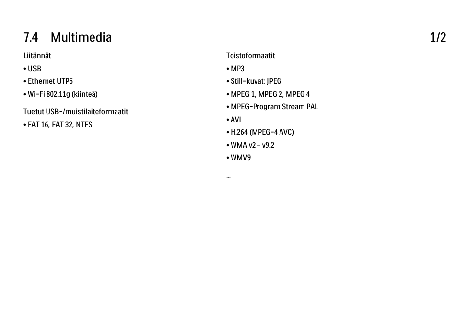 4 multimedia, 4 multimedia 1/2 | Philips FI KYTTOPAS 52PFL9704H User Manual | Page 253 / 262