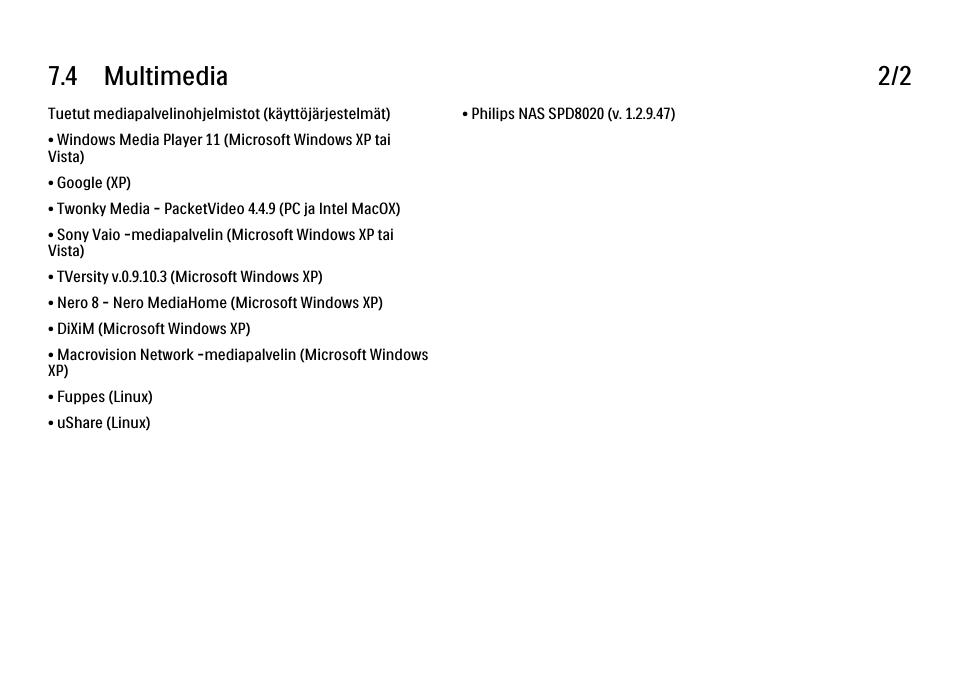 4 multimedia 2/2 | Philips FI KYTTOPAS 52PFL9704H User Manual | Page 254 / 262