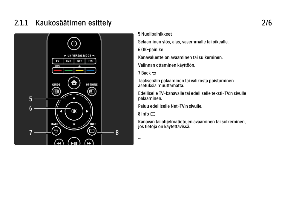 1 kaukosäätimen esittely 2/6 | Philips FI KYTTOPAS 52PFL9704H User Manual | Page 39 / 262