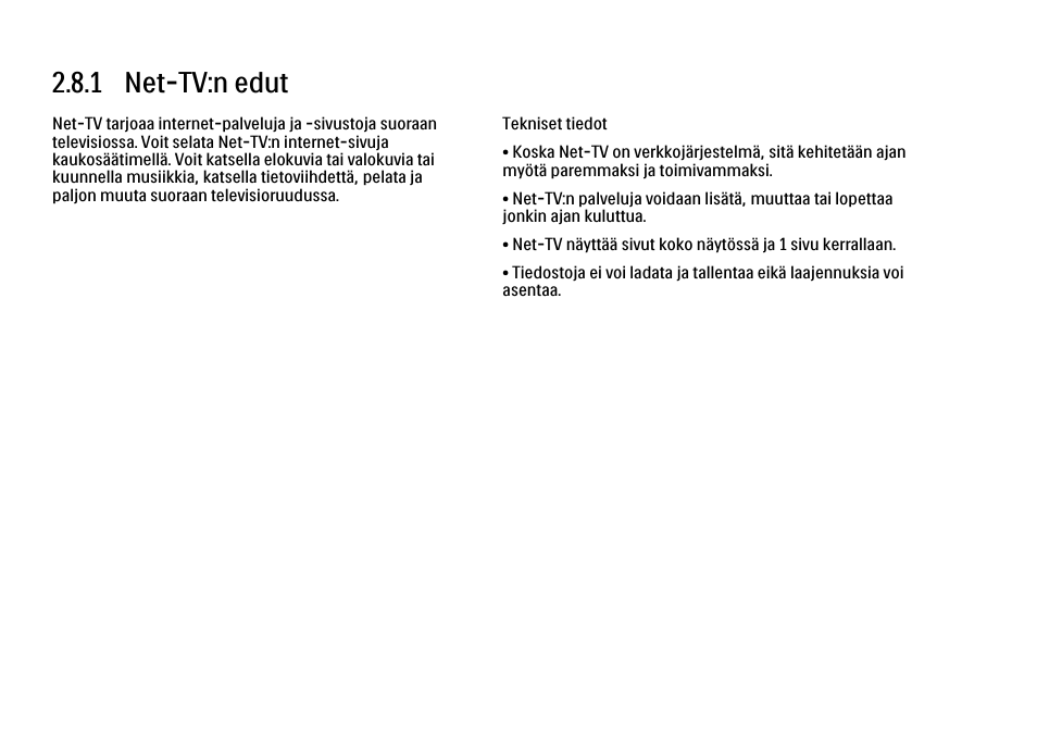 8 net-tv, 1 hyödyt, 1 net-tv:n edut | Philips FI KYTTOPAS 52PFL9704H User Manual | Page 98 / 262