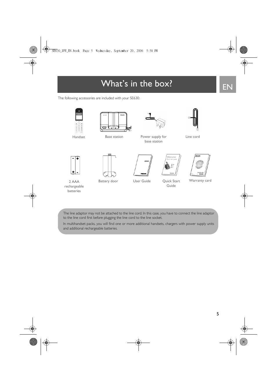 What’s in the box | Philips SE630 User Manual | Page 5 / 55