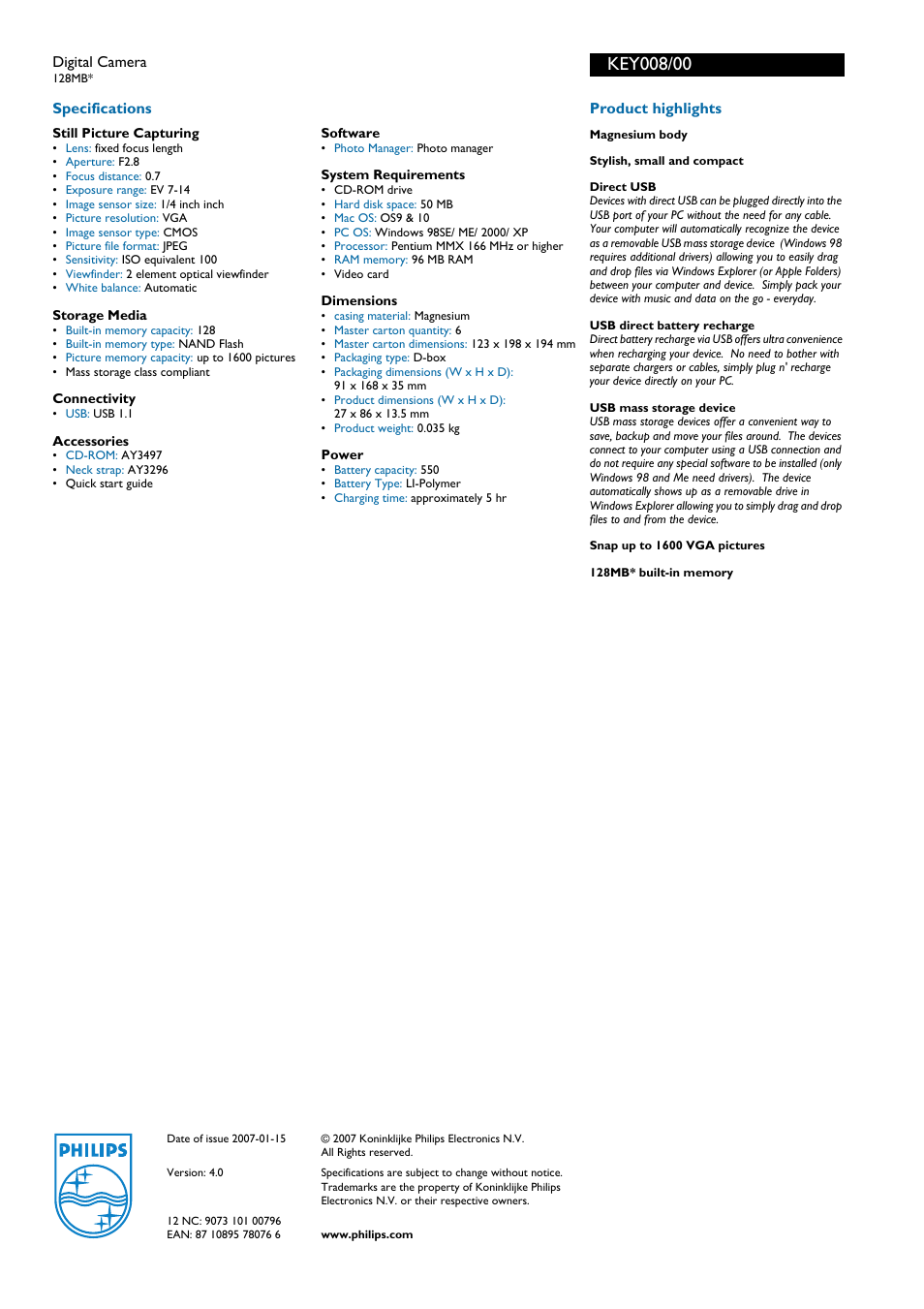 Philips KEY008/00 User Manual | Page 2 / 2