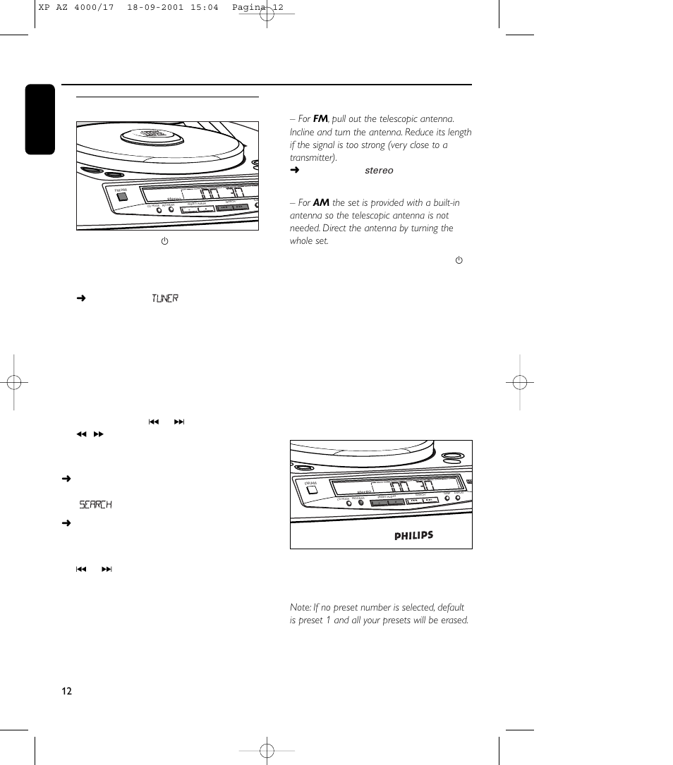 Digital tuner, Tuning to stations | Philips EXPANIUM 4000AZ User Manual | Page 12 / 20