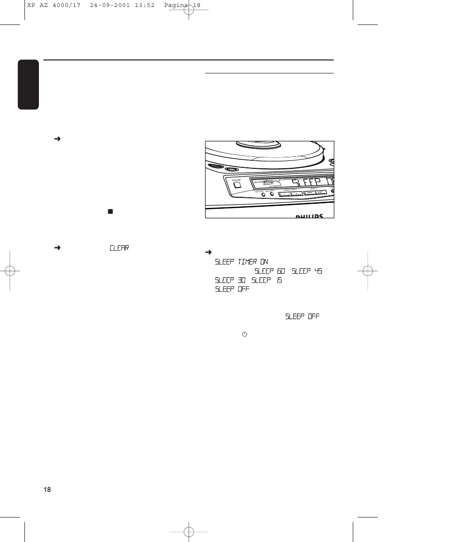 Mp3-cd playback sleep, About sleep | Philips EXPANIUM 4000AZ User Manual | Page 18 / 20