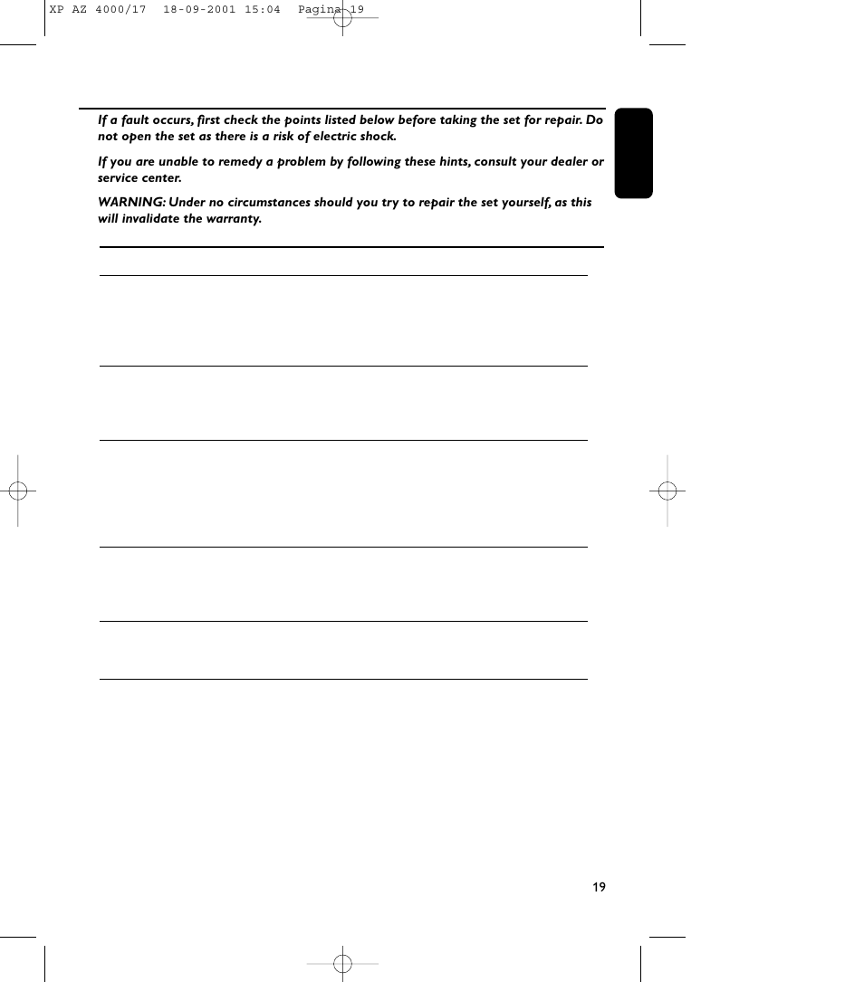 Troubleshooting | Philips EXPANIUM 4000AZ User Manual | Page 19 / 20