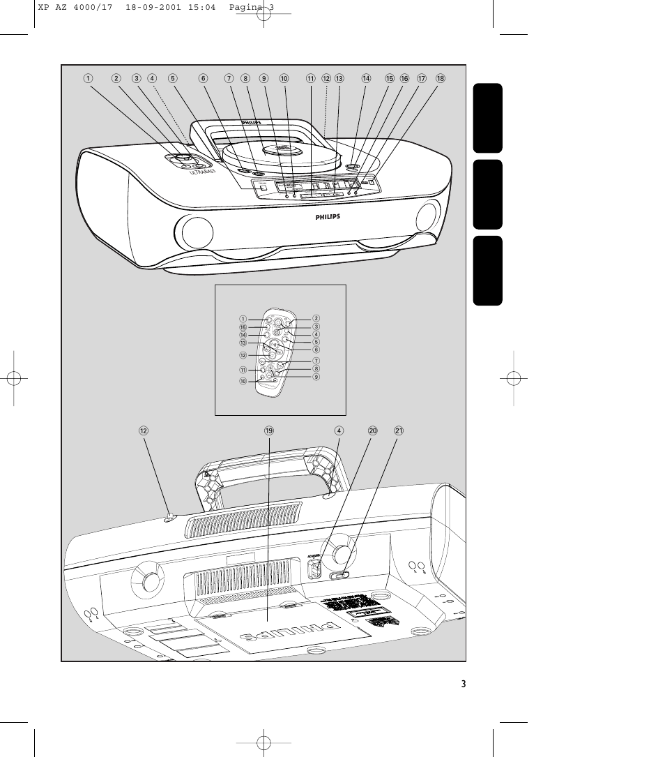 English f rançais español 3, Digit al remote control | Philips EXPANIUM 4000AZ User Manual | Page 3 / 20