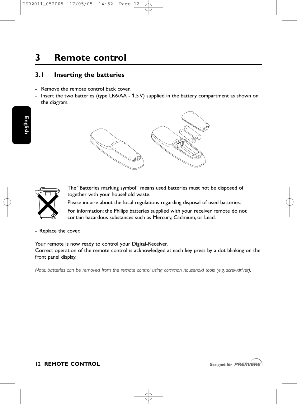 3remote control | Philips DSR2010 User Manual | Page 12 / 49