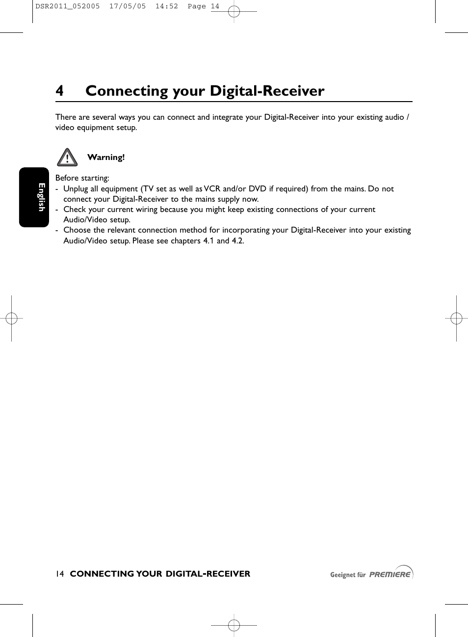 4connecting your digital-receiver | Philips DSR2010 User Manual | Page 14 / 49