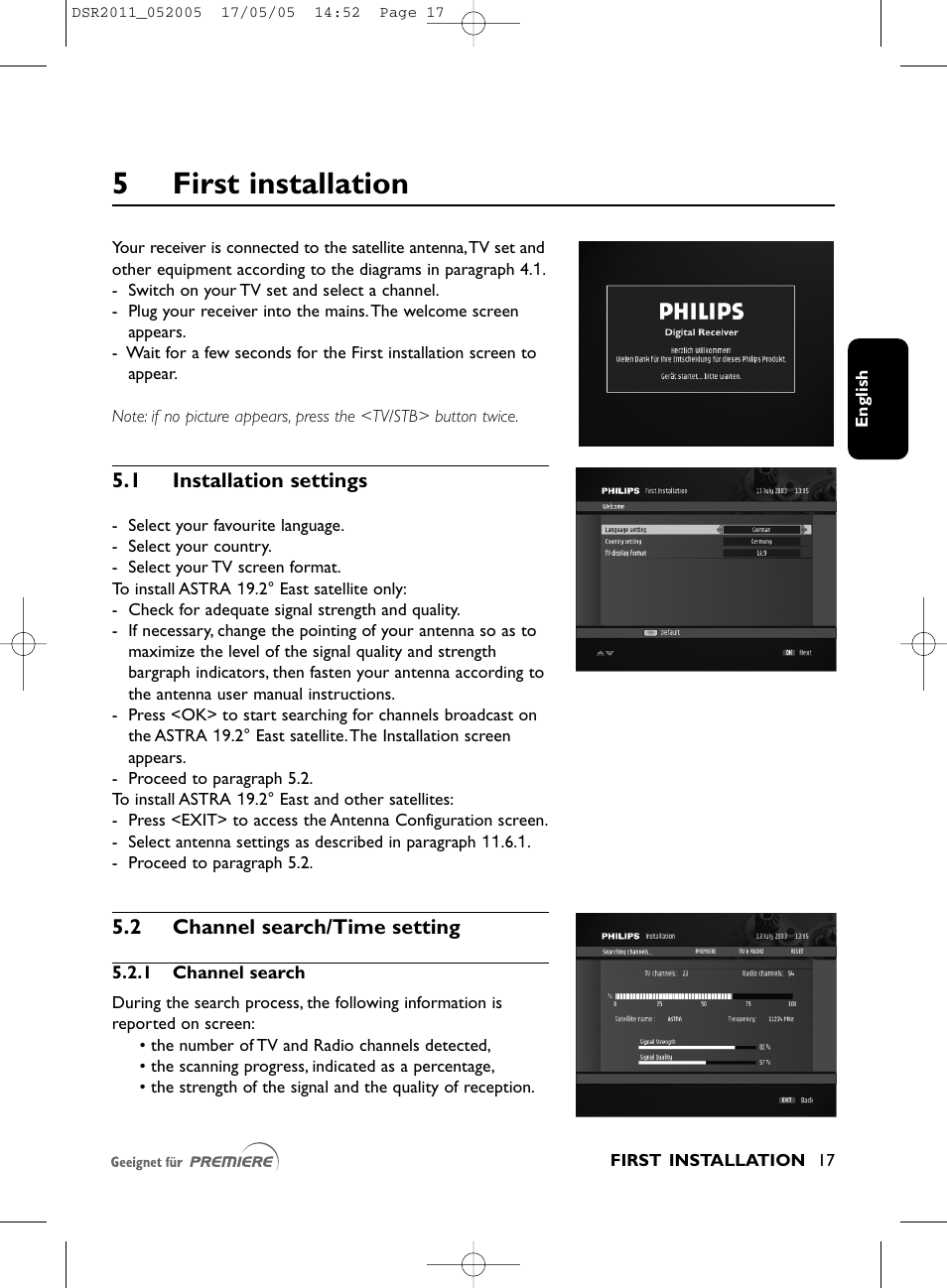 5first installation | Philips DSR2010 User Manual | Page 17 / 49