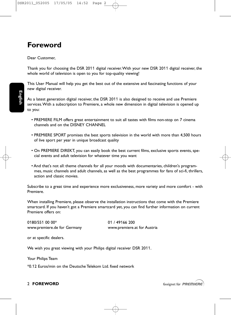 Foreword | Philips DSR2010 User Manual | Page 2 / 49