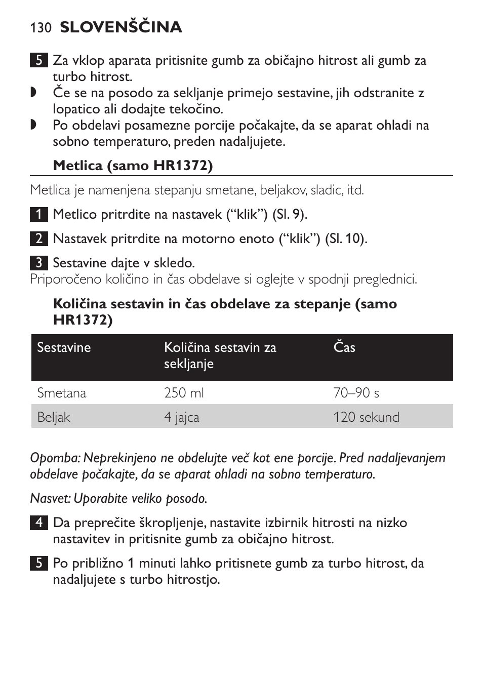 Metlica (samo hr1372) | Philips HR1371 User Manual | Page 130 / 156