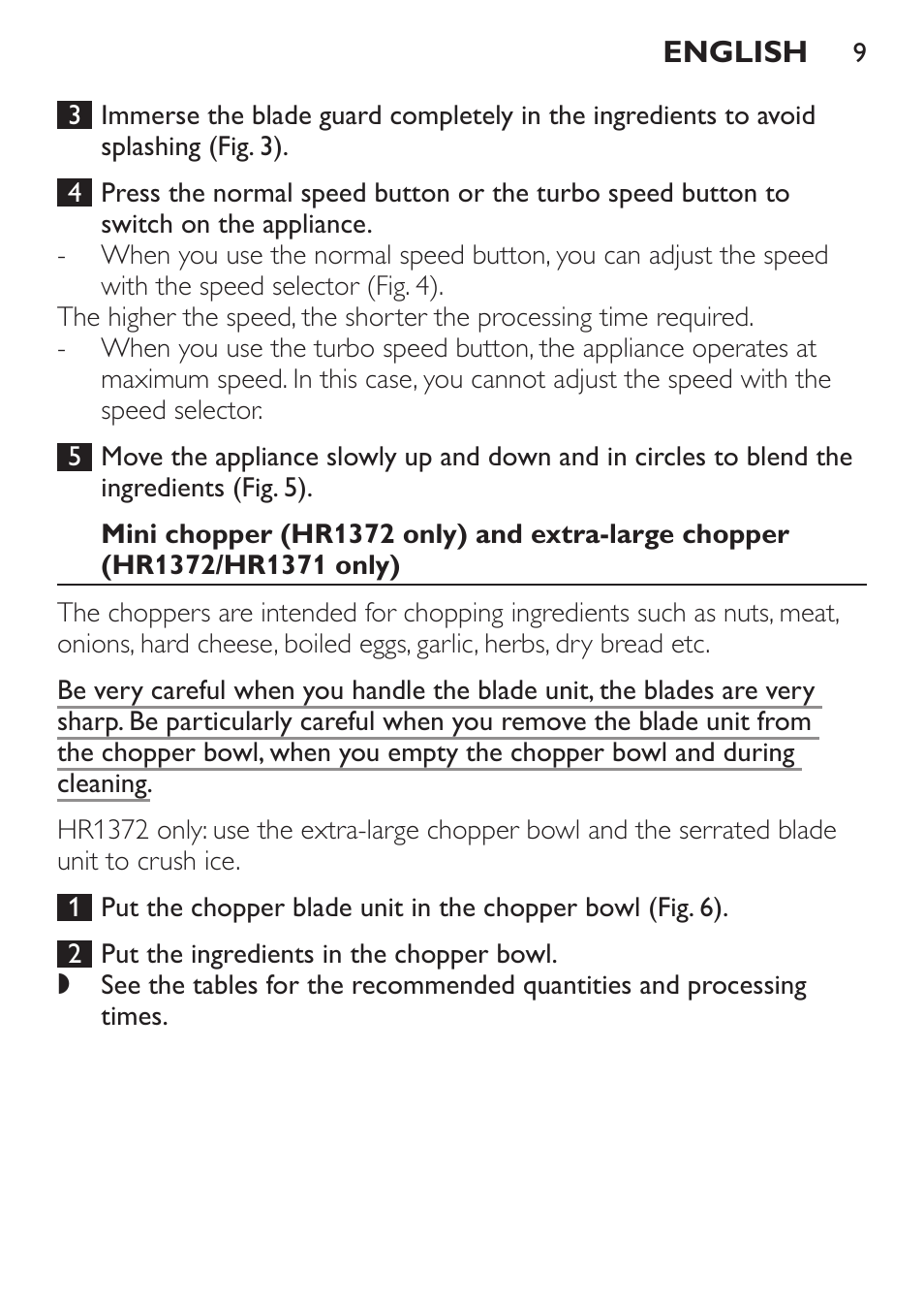 Philips HR1371 User Manual | Page 9 / 156