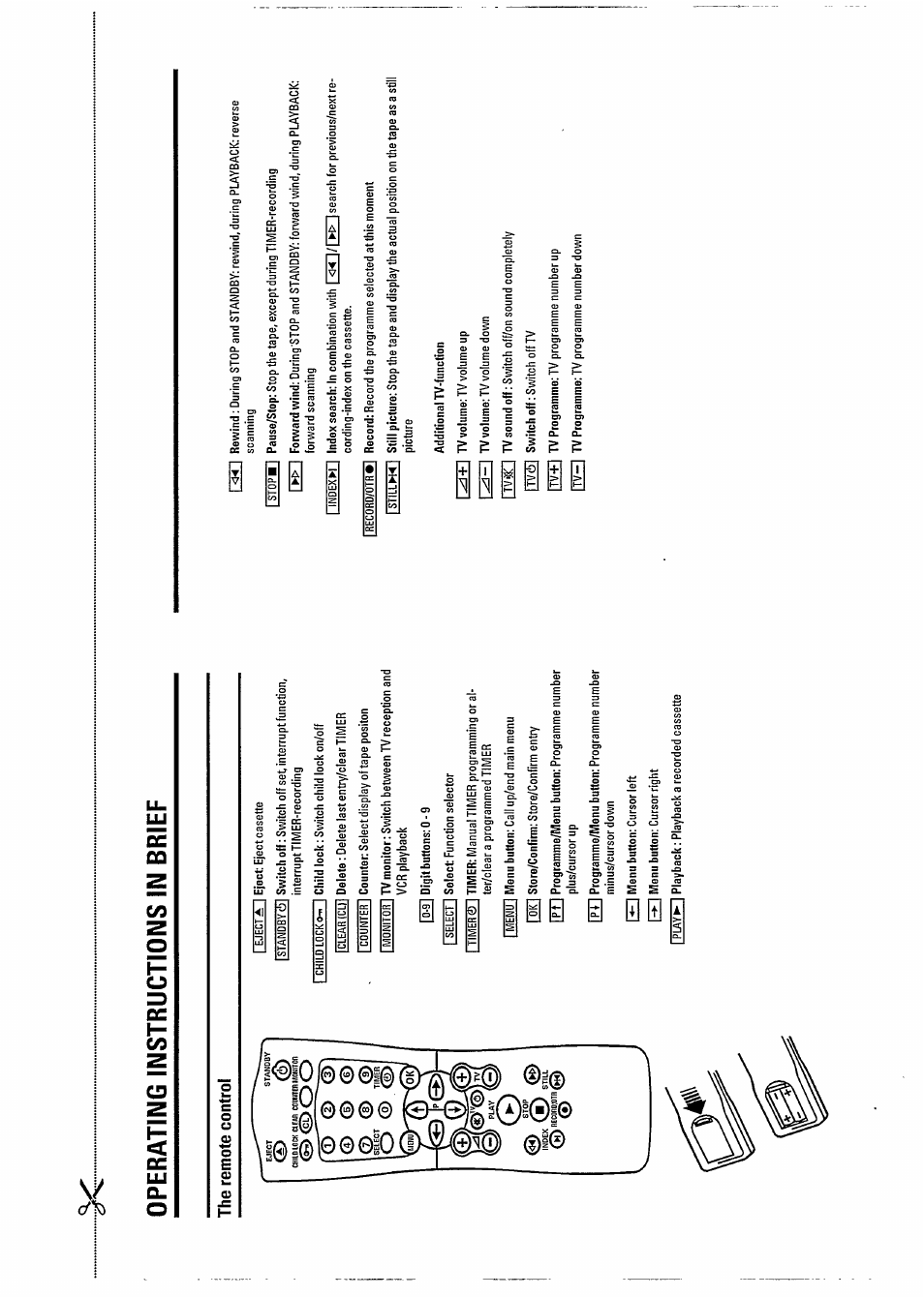 Operating instructions in brief, The remote control | Philips VR800 User Manual | Page 3 / 28