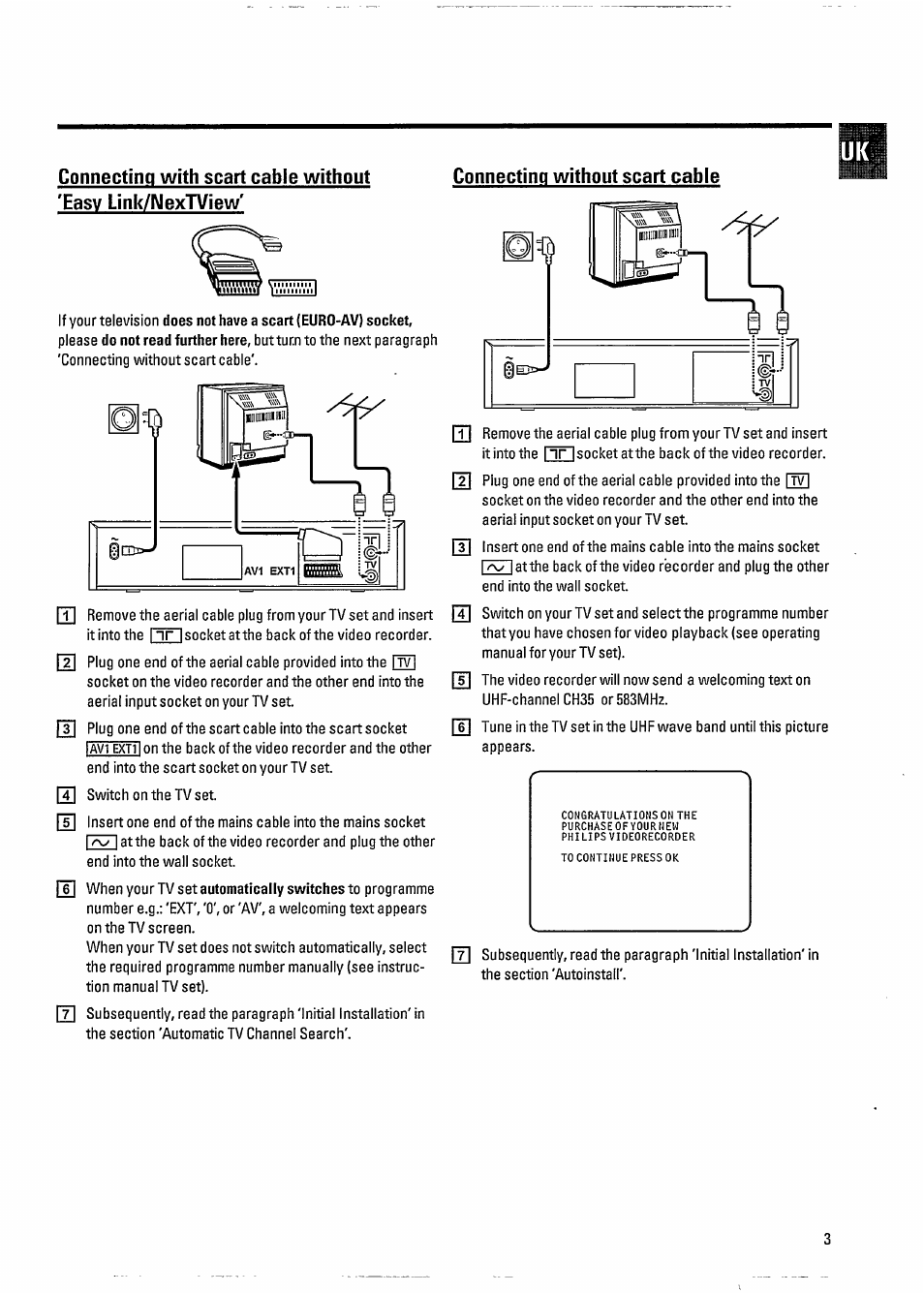 Connecting without scart cable | Philips VR800 User Manual | Page 7 / 28