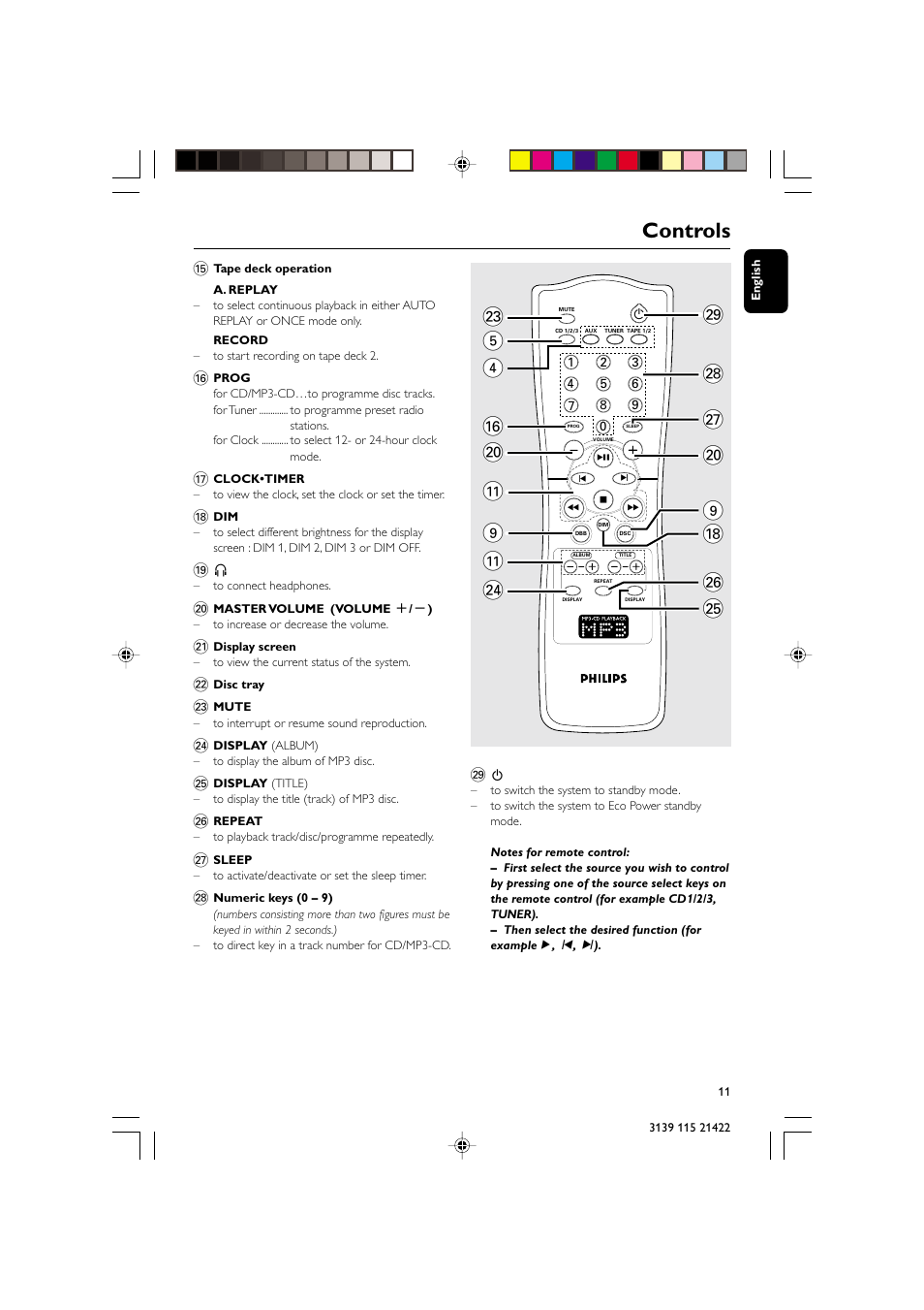 Controls, ª 5 4 ^ ) ! 9 ! ≤ ∞ § * 9 ) | Philips FW-M355 User Manual | Page 11 / 30