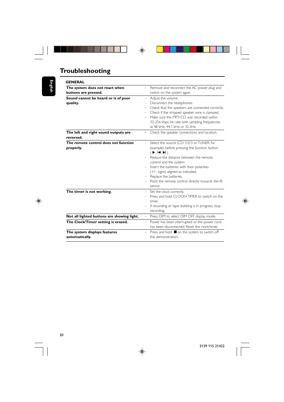 Troubleshooting | Philips FW-M355 User Manual | Page 30 / 30