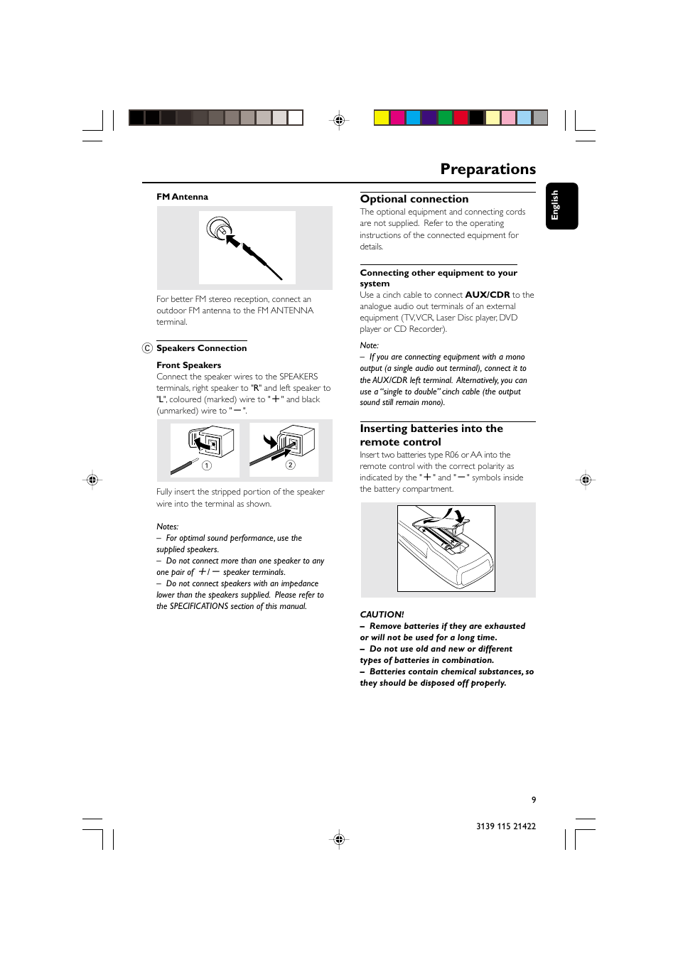 Preparations | Philips FW-M355 User Manual | Page 9 / 30