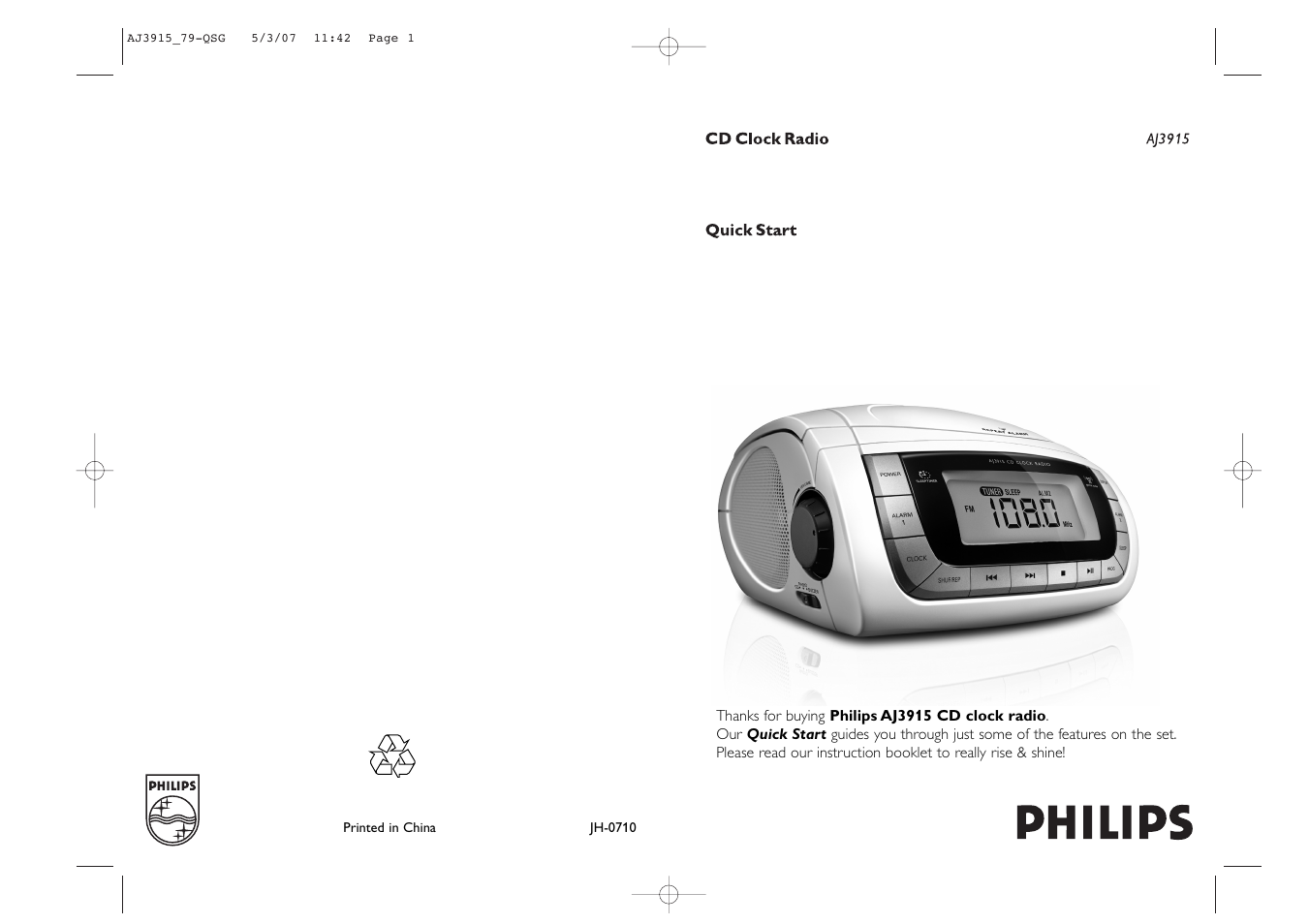 Philips AJ3915/79 User Manual | 2 pages