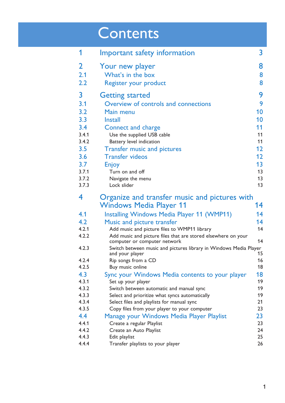 Philips SA5225 User Manual | Page 3 / 50