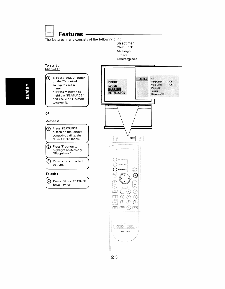 To start, To exit, A features | Philips 48UP910 User Manual | Page 24 / 52