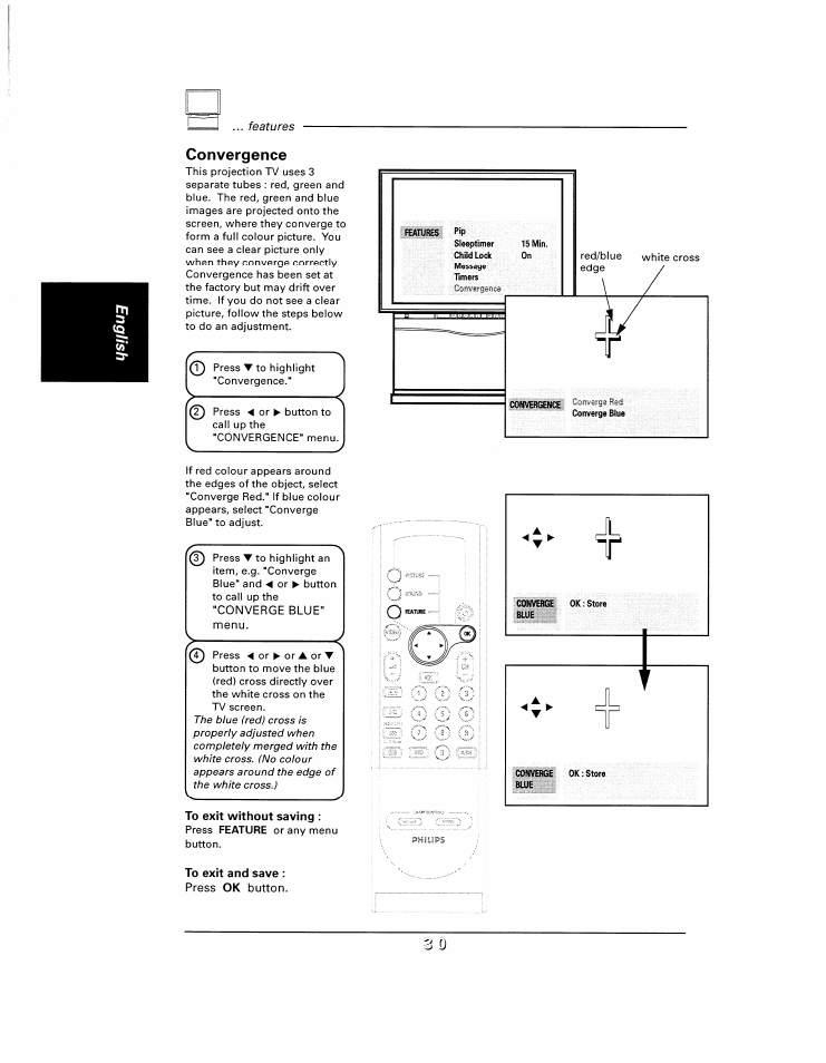 Convergence, To exit and save, V.v.v.v.-.v | Philips 48UP910 User Manual | Page 30 / 52