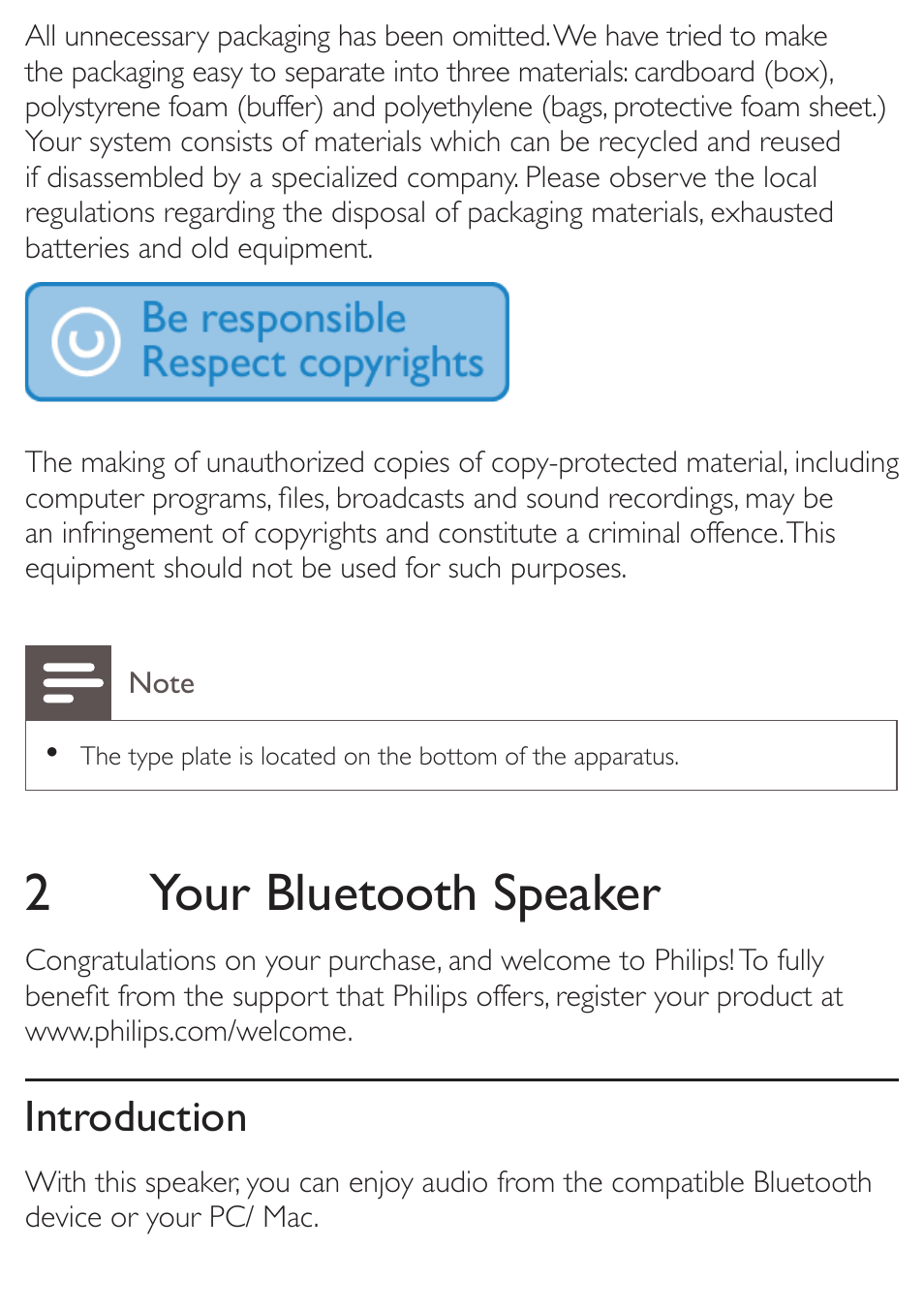 2your bluetooth speaker | Philips SBT30 User Manual | Page 11 / 16