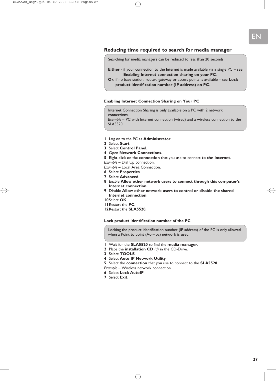 Additional network information | Philips SLA5520 User Manual | Page 27 / 40