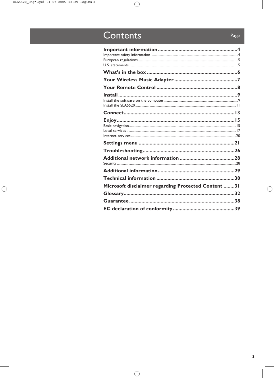 Philips SLA5520 User Manual | Page 3 / 40