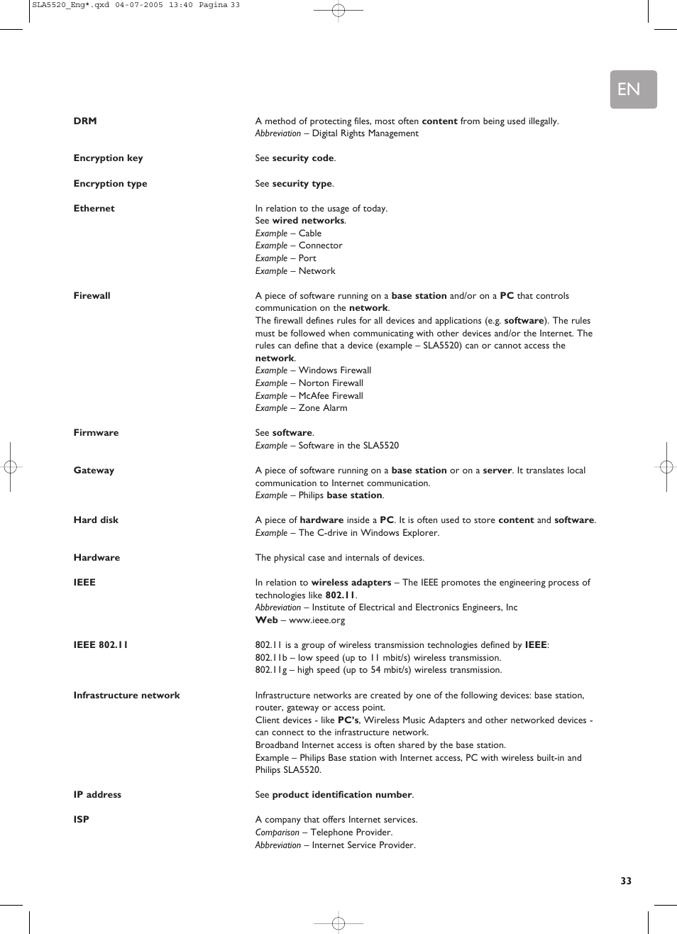 Philips SLA5520 User Manual | Page 33 / 40