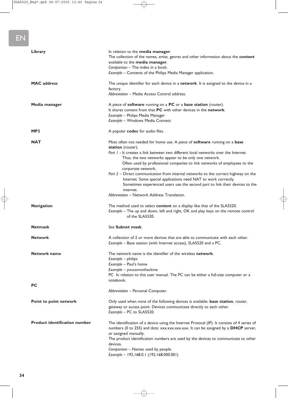 Philips SLA5520 User Manual | Page 34 / 40