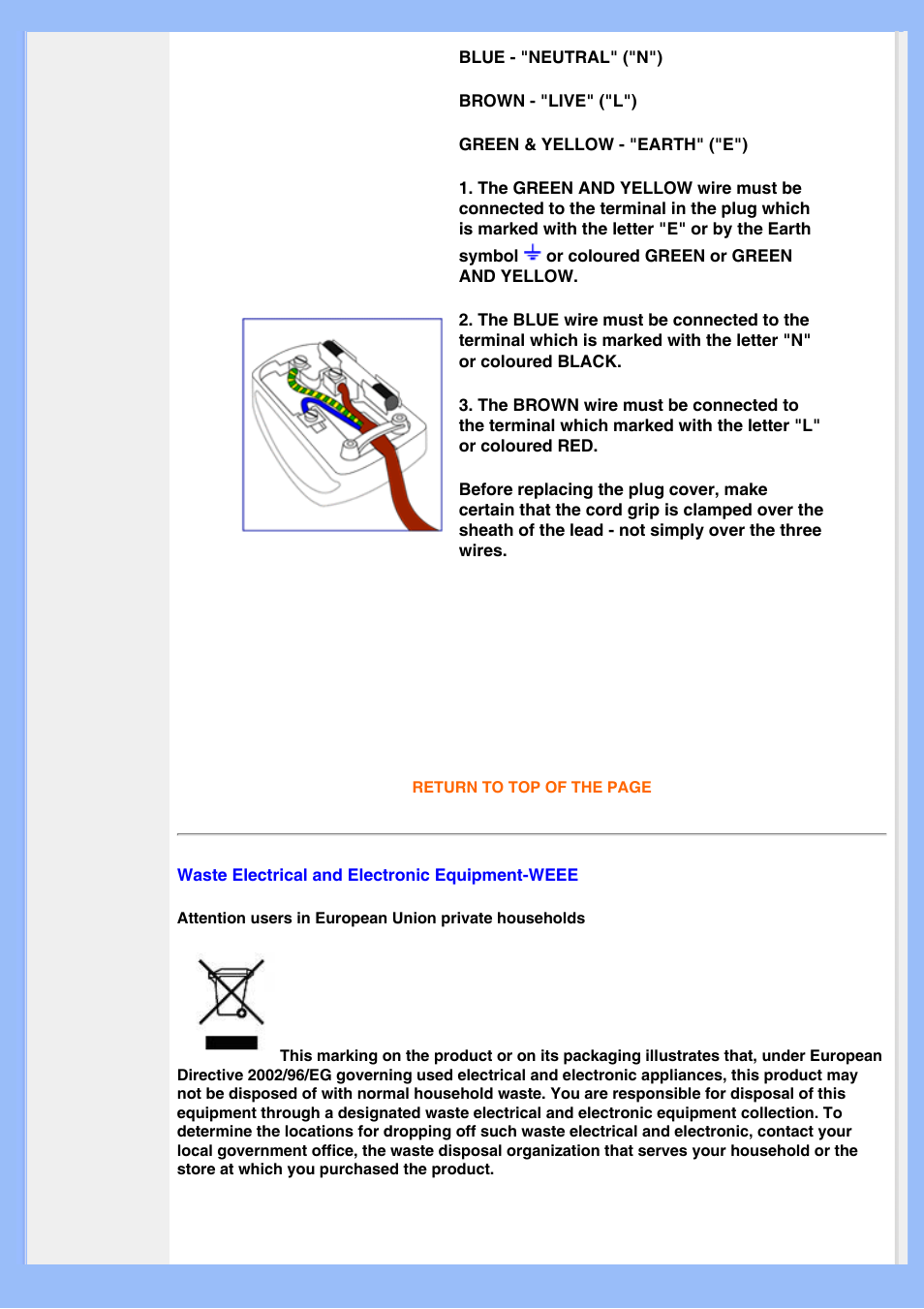 Waste electrical and electronic equipment- weee | Philips 220EW8 User Manual | Page 22 / 88