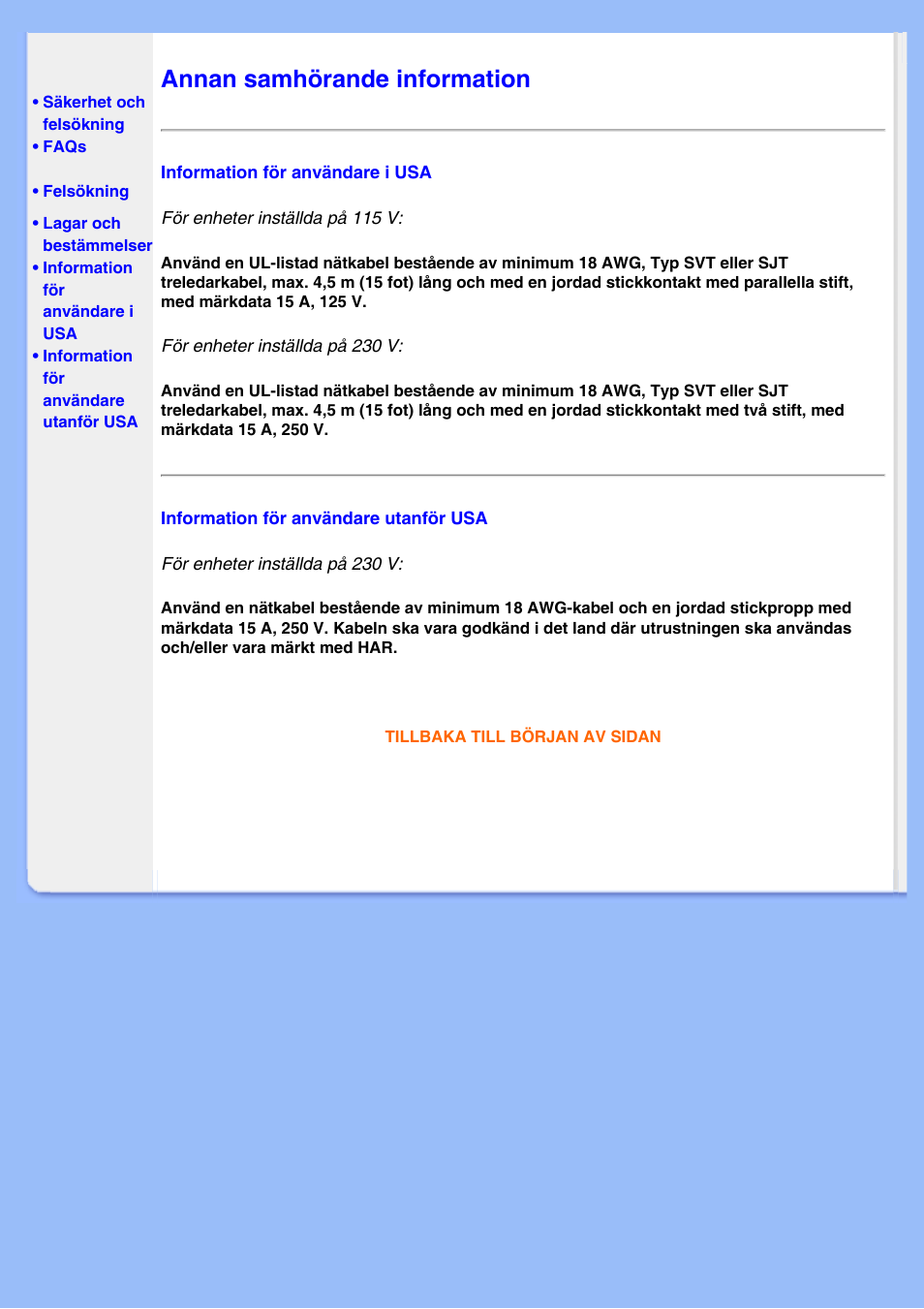 Annan samhörande information, Samhörande information | Philips 220EW8 User Manual | Page 24 / 88