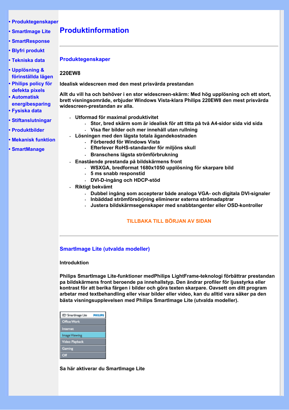 Produktinformation | Philips 220EW8 User Manual | Page 27 / 88