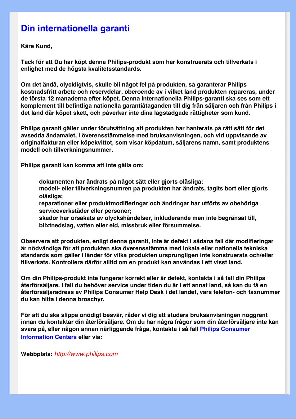 Internationell garanti, Antillerna, Argentina | Brasilien, Chile, Colombia, Mexico, Paraguay, Peru, Uruguay | Philips 220EW8 User Manual | Page 73 / 88