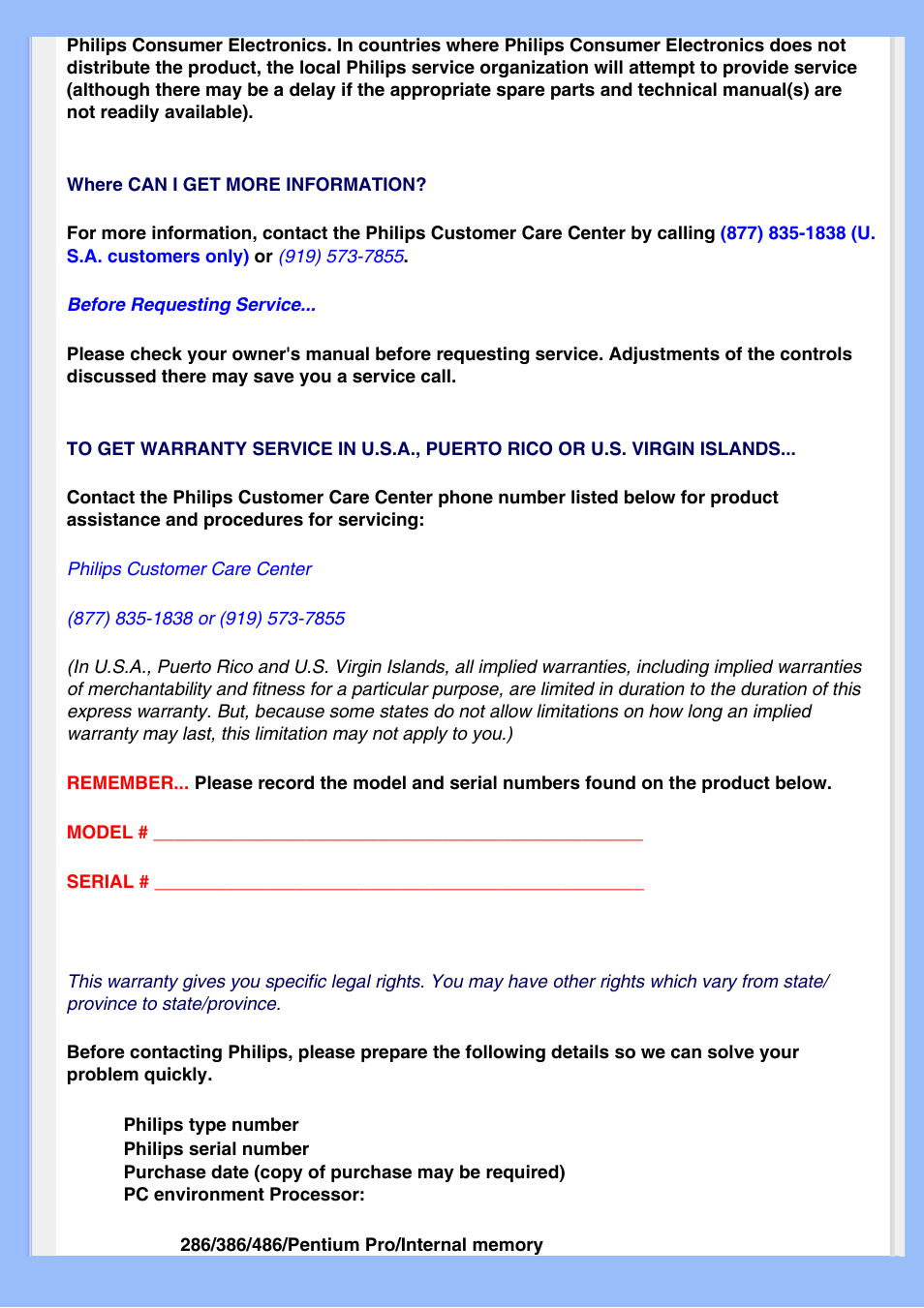 Philips 220EW8 User Manual | Page 76 / 88