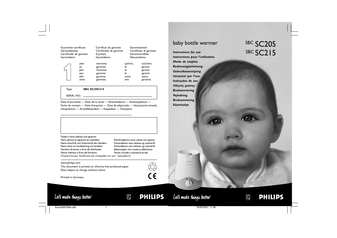 Baby bottle warmer | Philips SC205 User Manual | Page 3 / 40