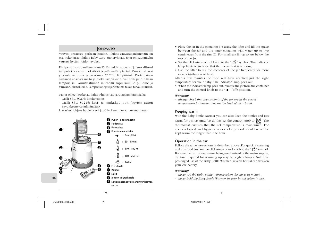 Philips SC205 User Manual | Page 9 / 40