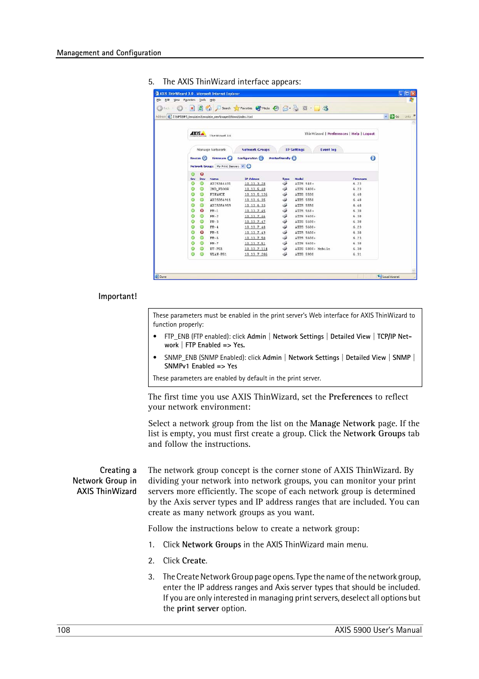 Creating a network group in axis thinwizard | Philips AXIS 5900 User Manual | Page 108 / 160