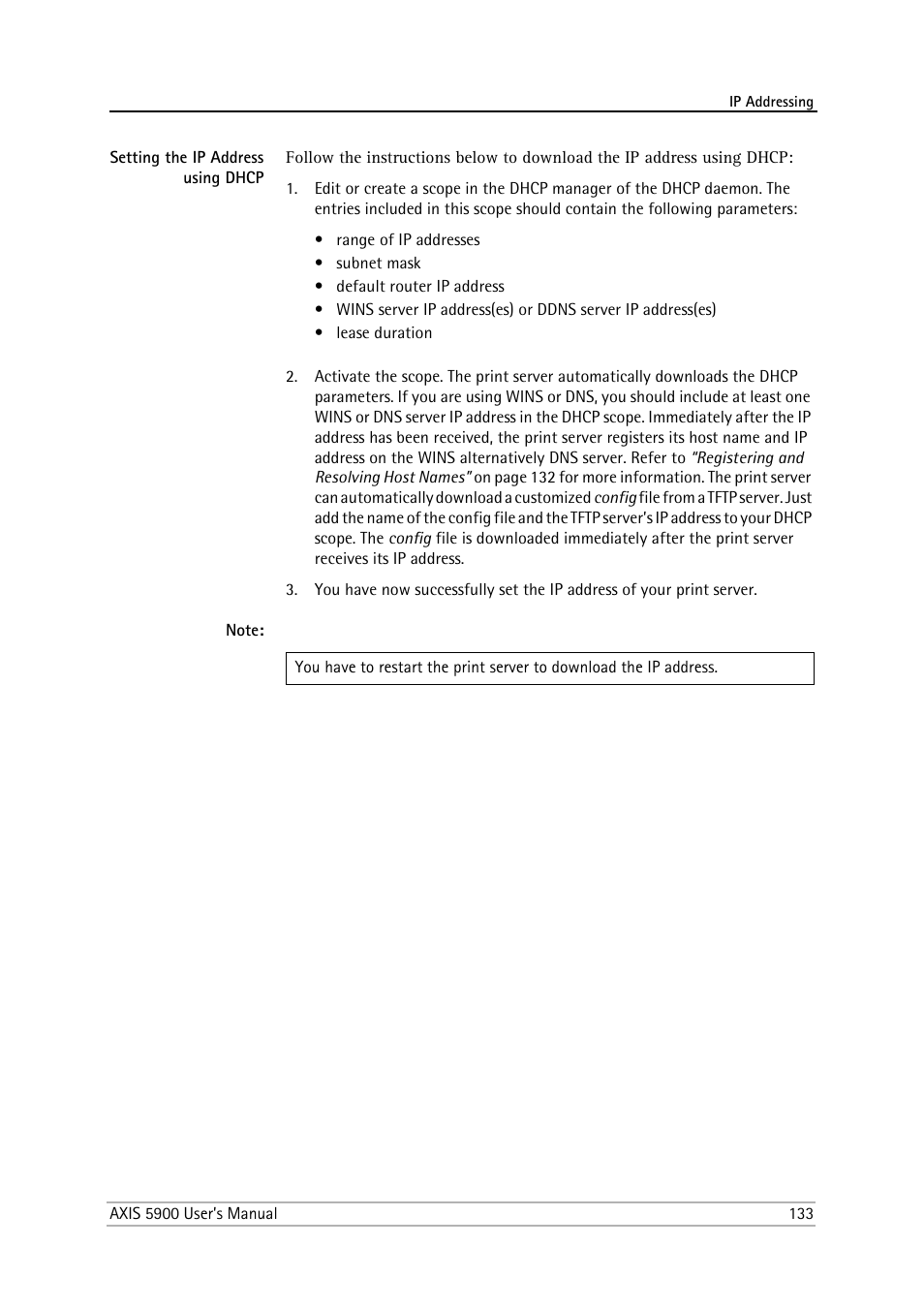 Setting the ip address using dhcp | Philips AXIS 5900 User Manual | Page 133 / 160