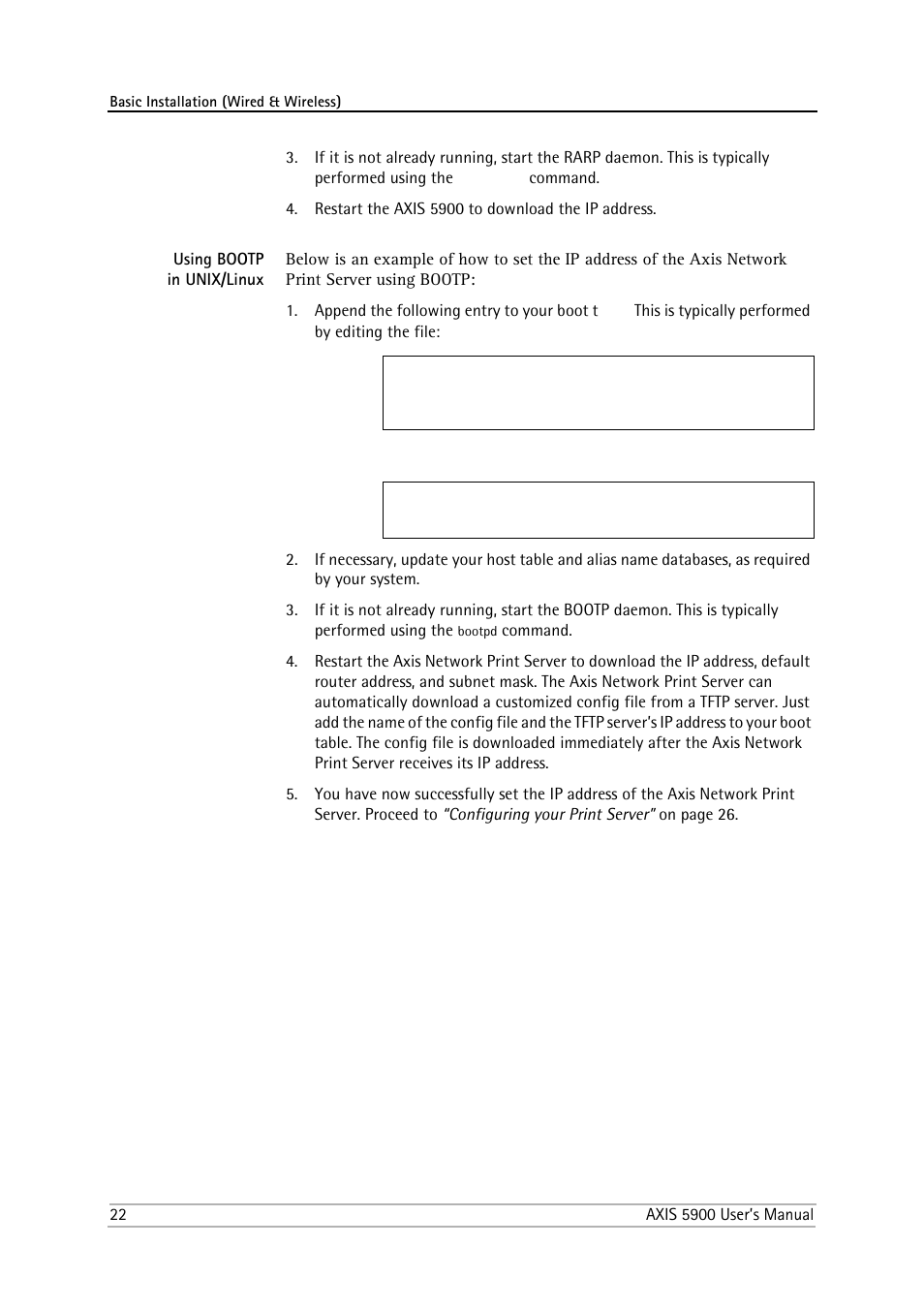 Using bootp in unix/linux | Philips AXIS 5900 User Manual | Page 22 / 160